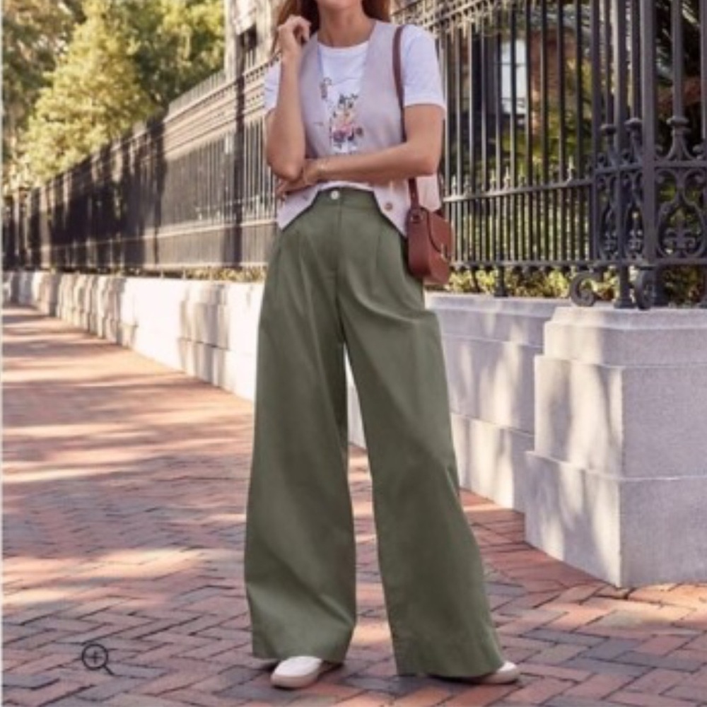 LOFT Olive Green Wide Leg Pants